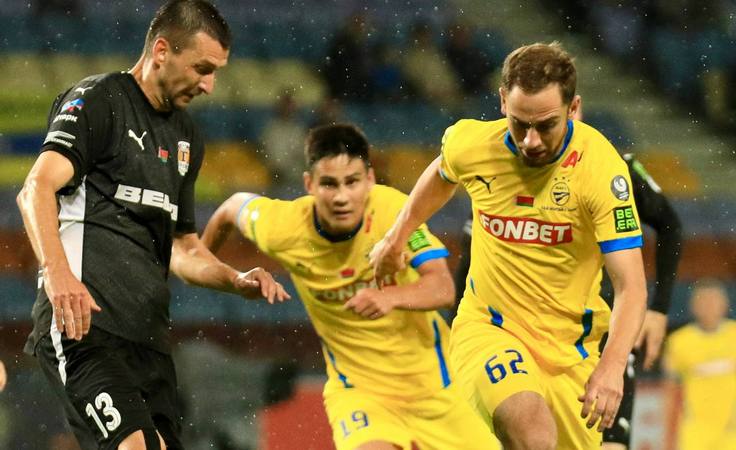 Кубок Беларуси-2024/25. 1/8 финала. БАТЭ - Торпедо-БелАЗ - 0:2. Алексей Залеский, Оралхан Омиртаев, Темур Джикия. Фото ФК БАТЭ