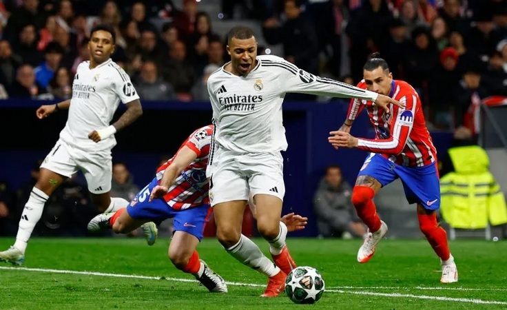 Лига чемпионов-2024/25. 1/8 финала. Ответные матчи. Атлетико - Реал. Пенальти на Килиане Мбаппе