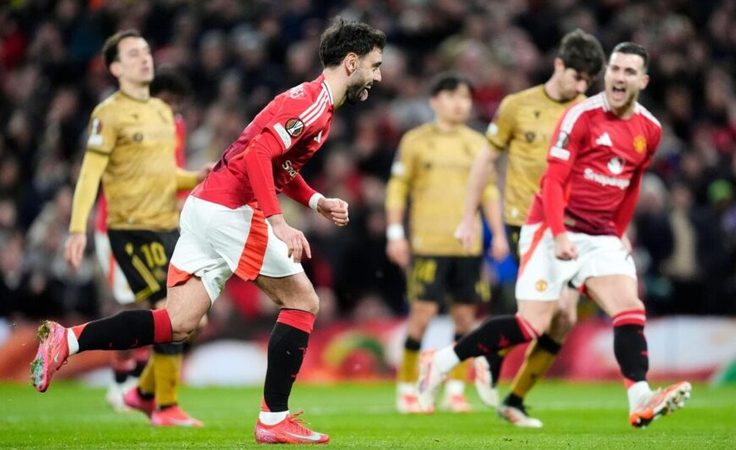 Лига Европы-2024/25. 1/8 финала, ответные матчи. Манчестер Юнайтед - Реал Сосьедад - 4:1. Бруну Фернандеш