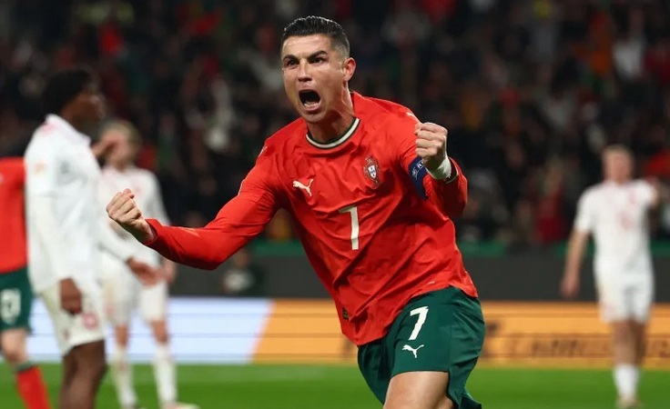 Лига наций-2024/25. 1/4 финала. Ответный матч. Португалия - Дания - 5:2. Криштиану Роналду