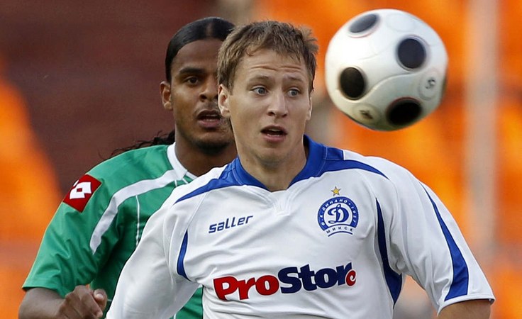 Лига Европы-2010/11. 3-й кв. раунд. Динамо Минск - Маккаби Хайфа - 3:1. С мячом Антон Путило