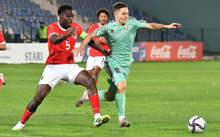Беларусь (U-21) - Австрия (U-21). Самсон Байду и Кирилл Цепенков. Фото БФФ