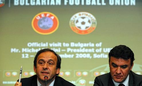 Мишель Платини (слева) и Борислав Михайлов