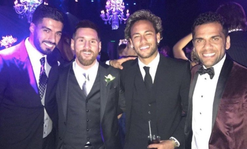 Луис Суарес, Лионель Месси, Неймар и Дани Алвес